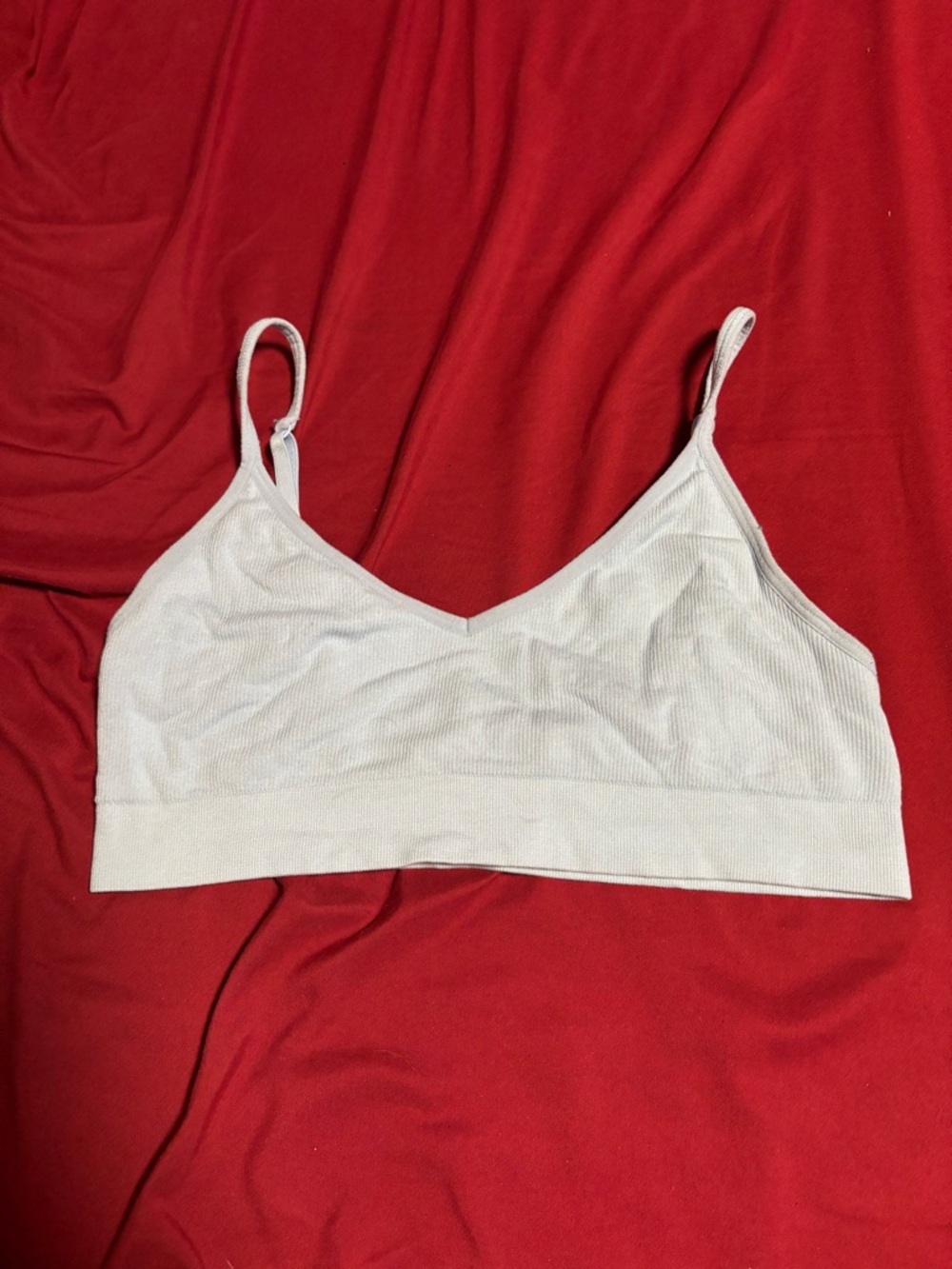 Old Navy White Seamless Ribbed Bralette with Adjustable Straps
